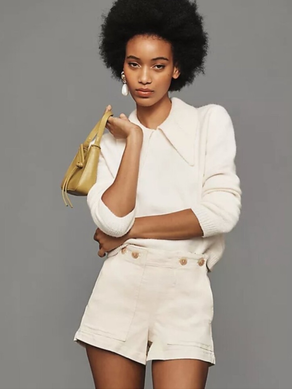 Pilcro High-Waist Utility Shorts in Cream - Picture 4 of 7